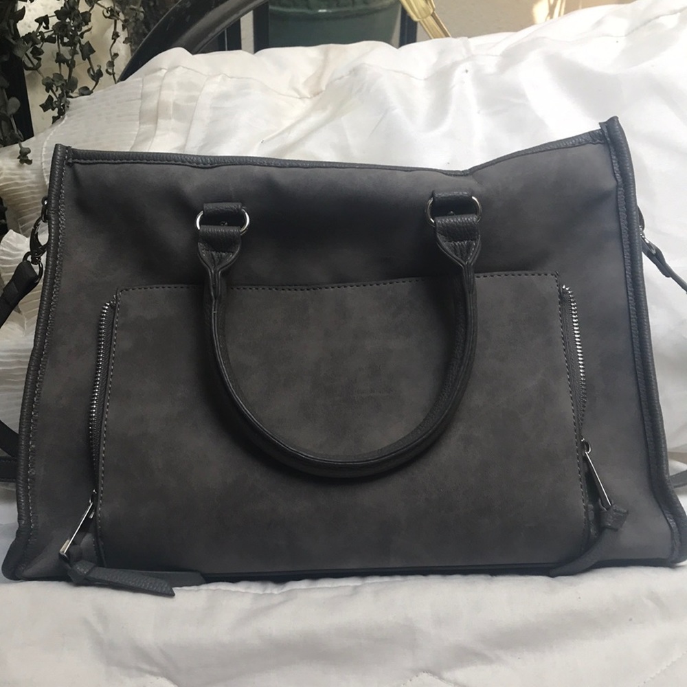 Gray faux suede tote/large purse